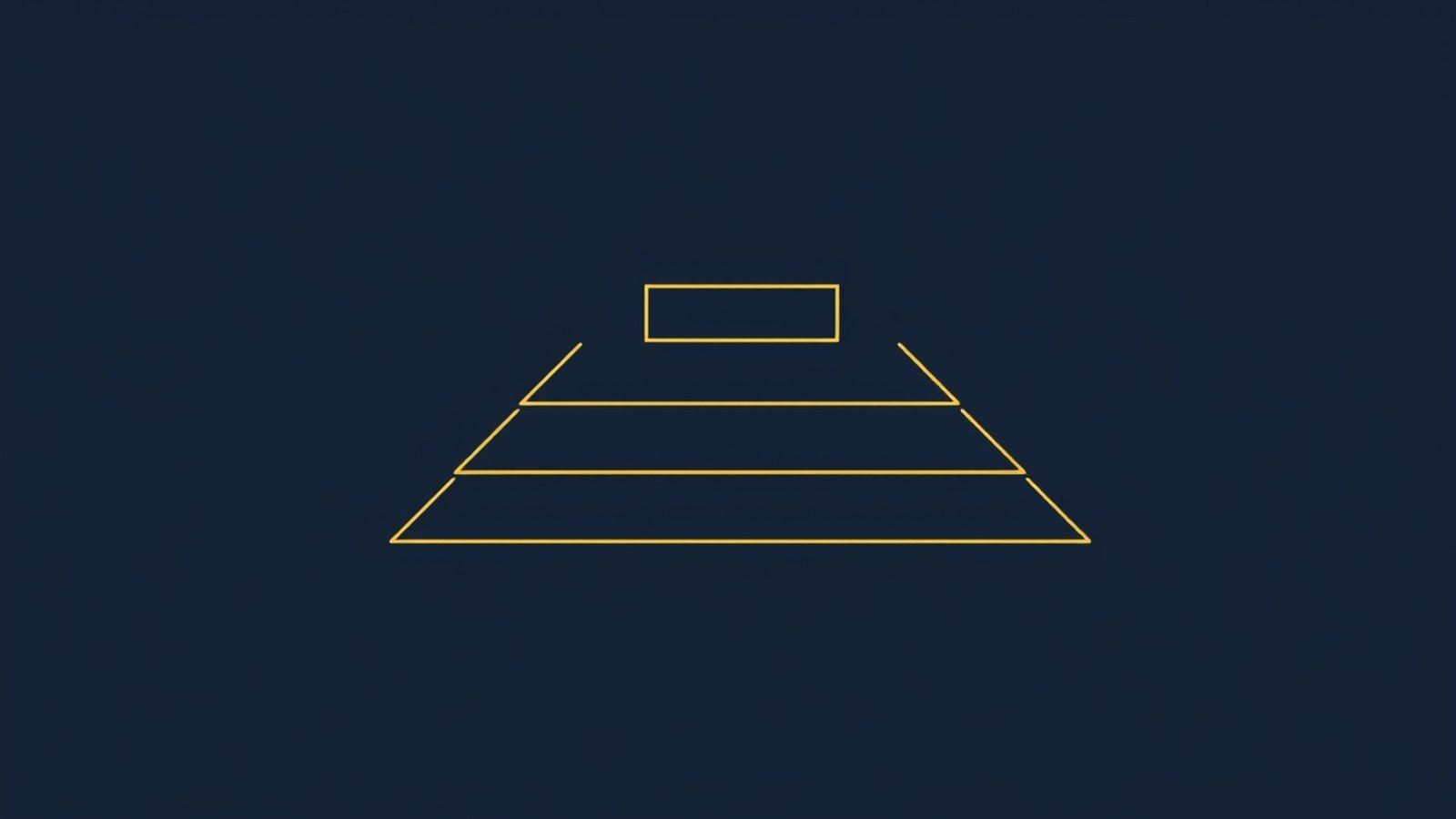 Visual diagram of the framework structure on a deep navy background with thin gold geometric linework