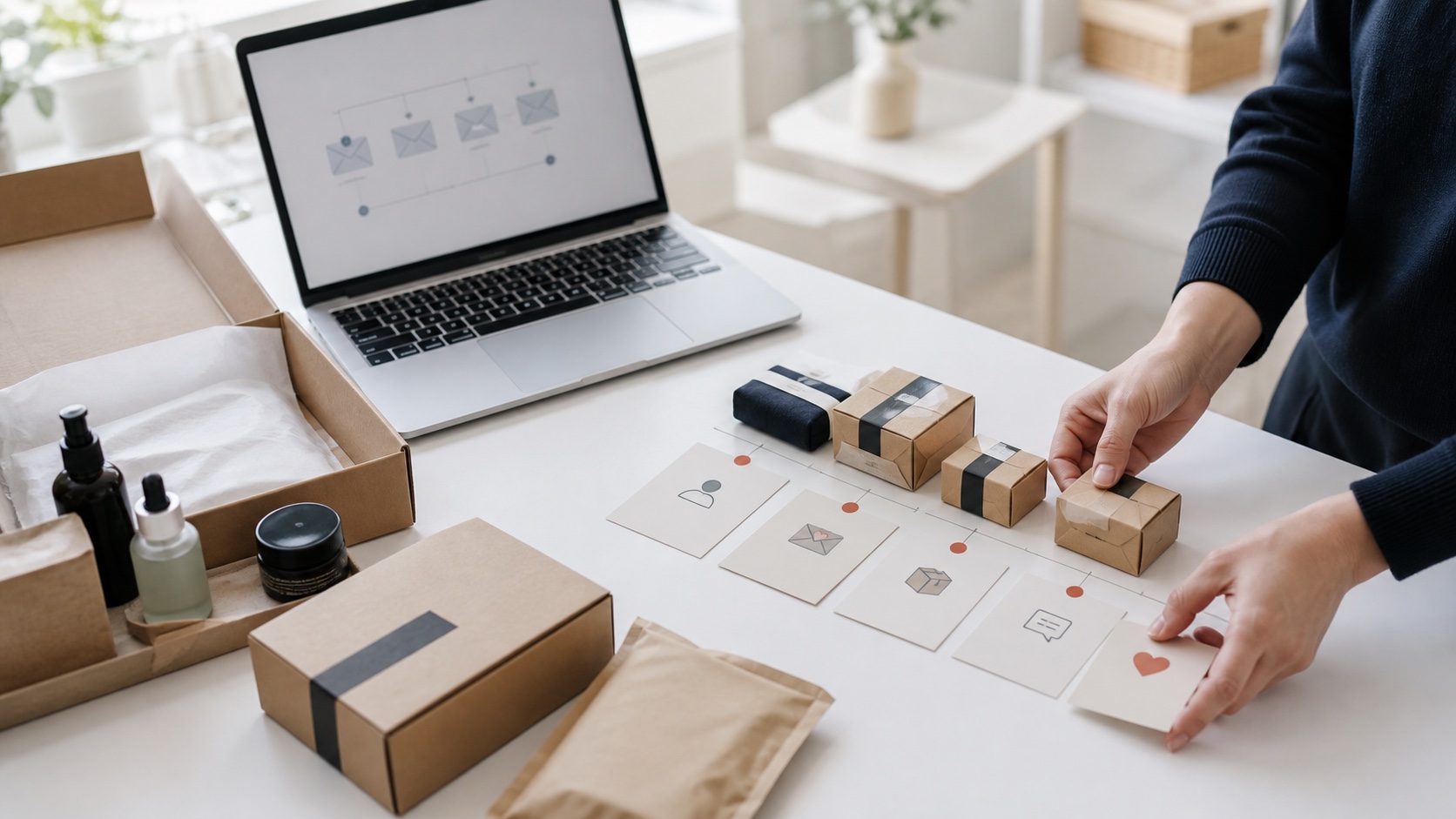 Ecommerce team mapping welcome, abandonment, post-purchase, and winback customer moments