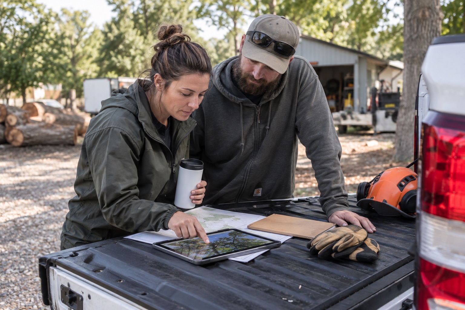 Illustrative planning scene for tree service advertising.