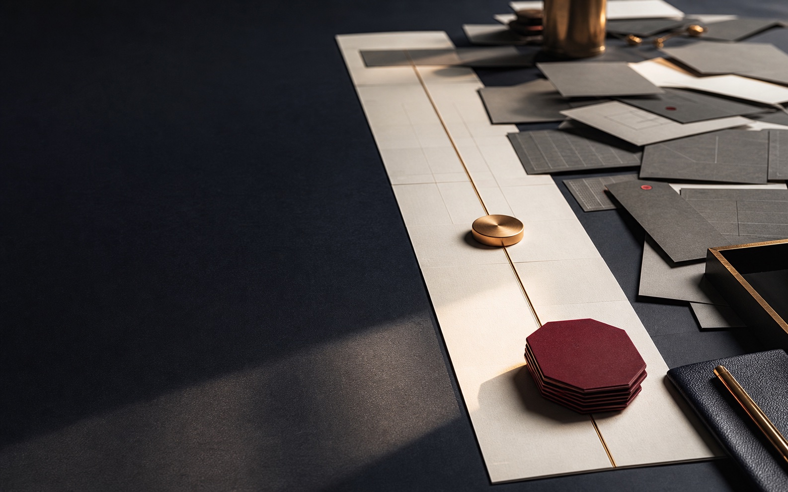Premium planning table with weak activity cards set aside and one clean priority path