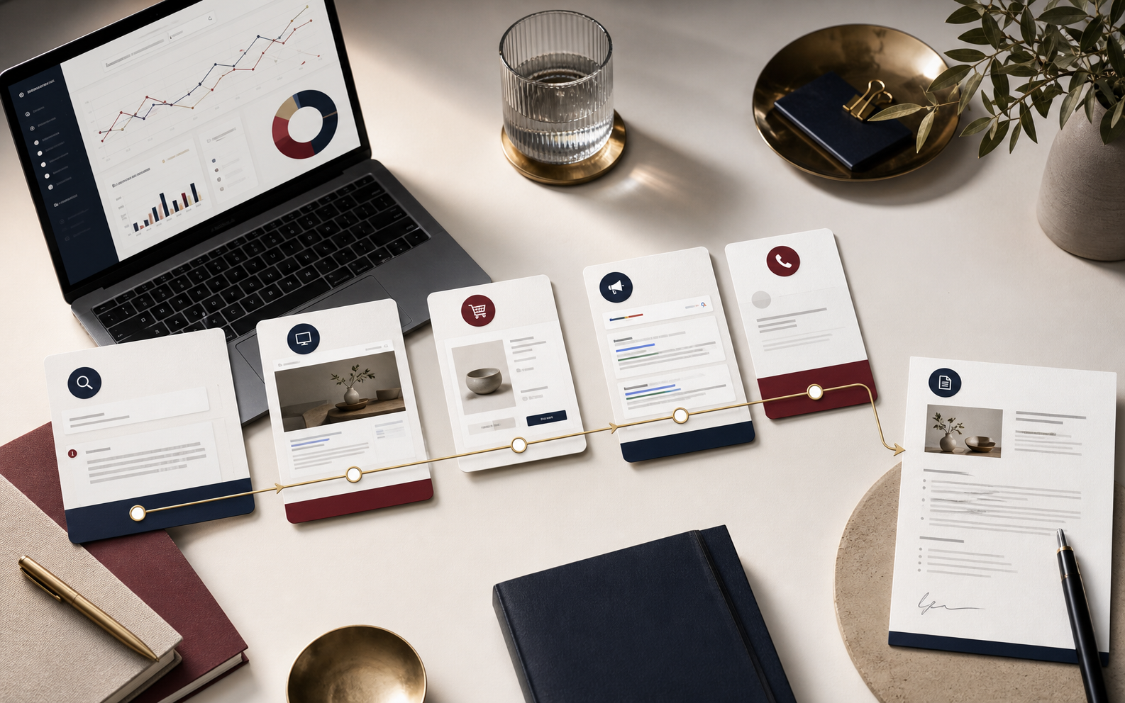 Contact Stan Consulting visual showing ads, Shopify store, website, quote path, and sale route