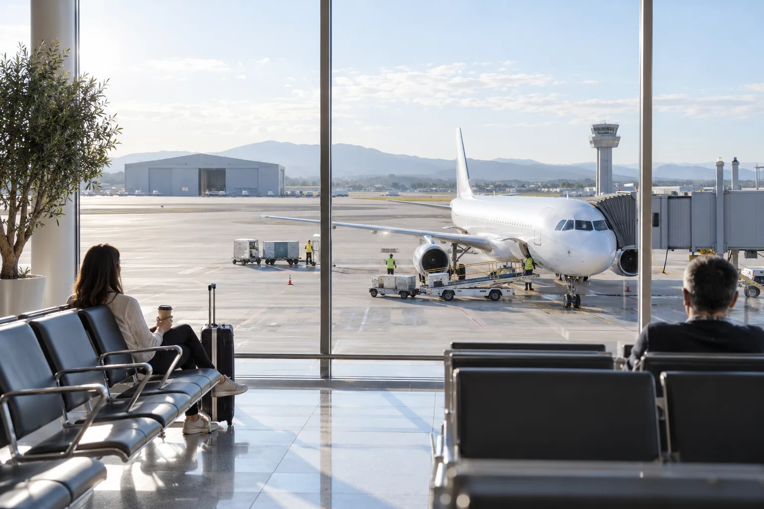 Illustrative aviation and airport scene