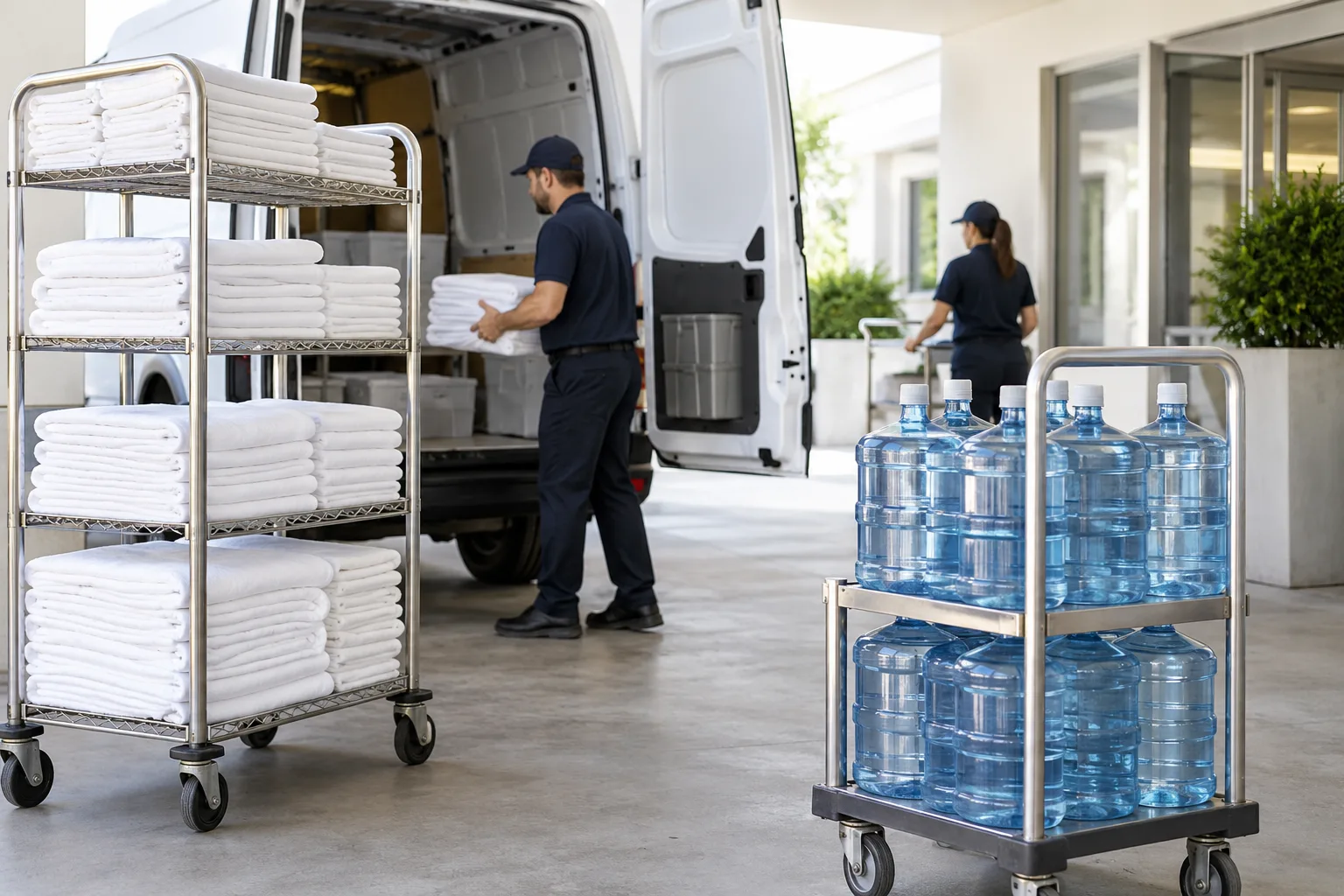 Illustrative commercial delivery and supply scene