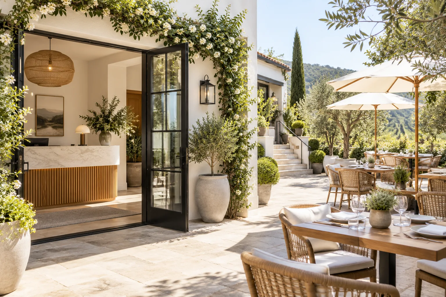 Illustrative hospitality and tourism scene