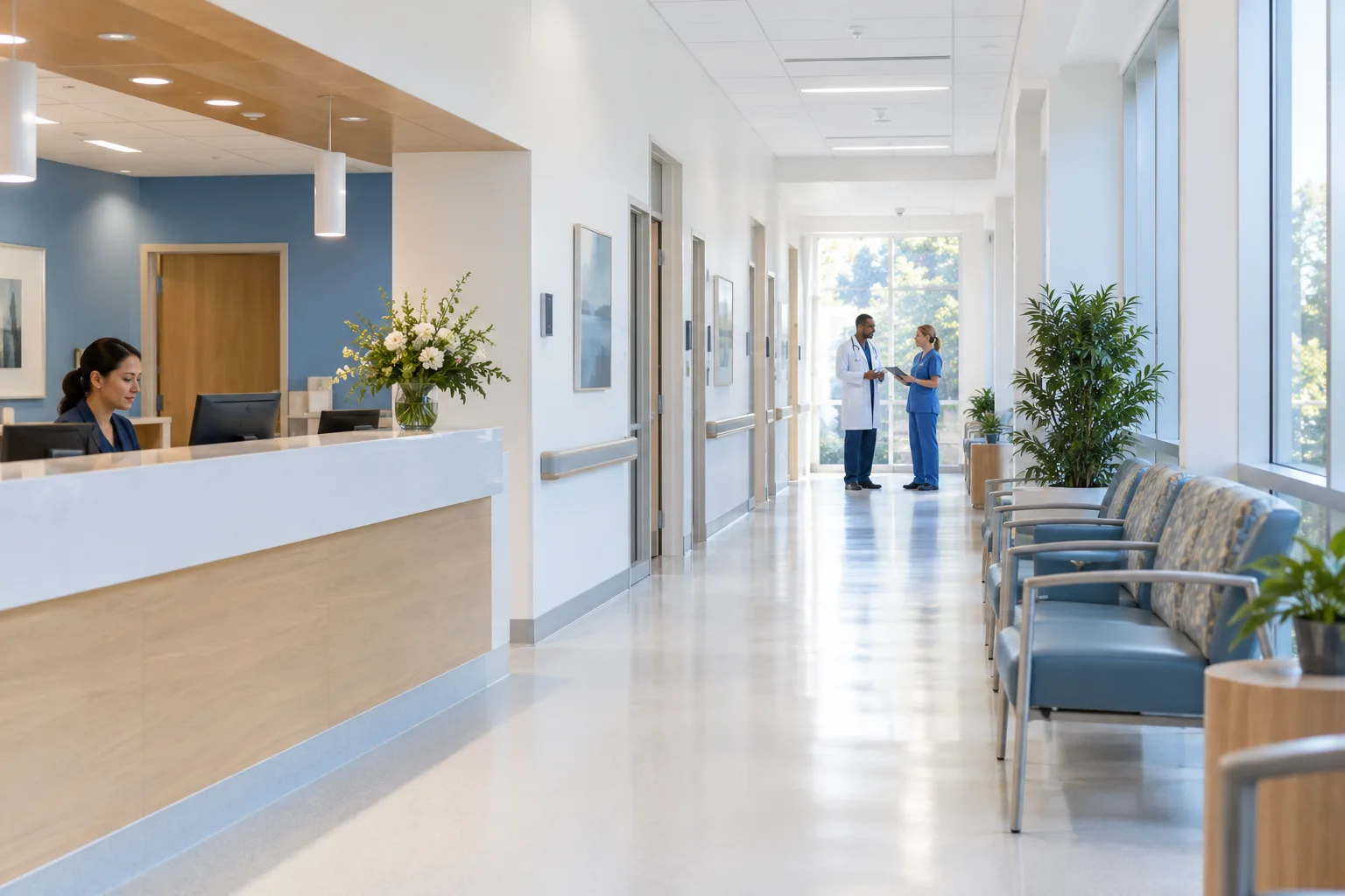 Illustrative hospital and health-system scene