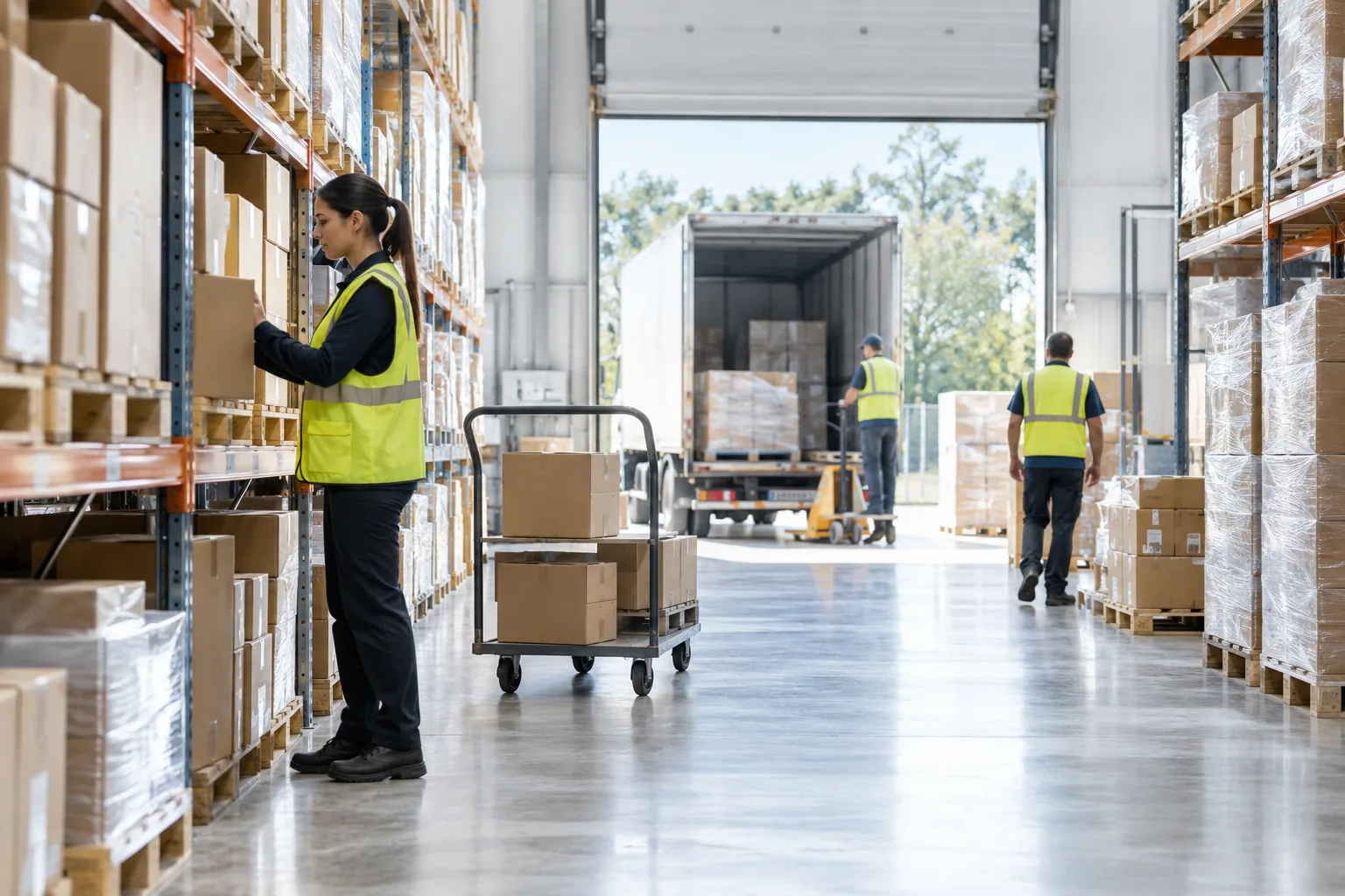 Illustrative logistics and moving scene