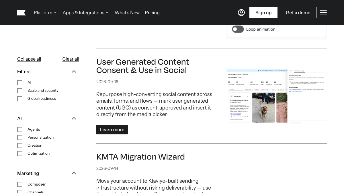 Klaviyo product update for user-generated content consent and reuse in Social.