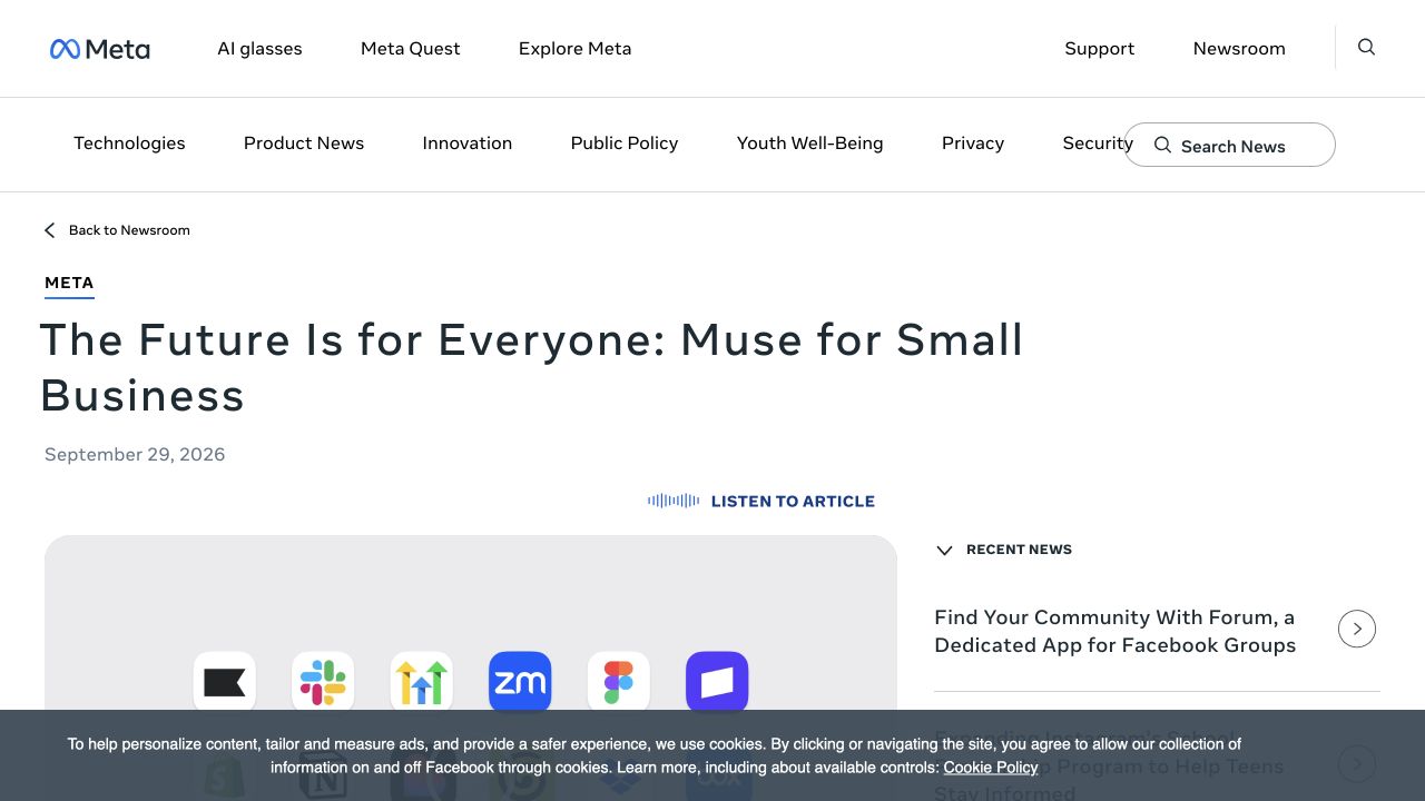 Meta Newsroom source announcement: Meta brings Muse to small-business tools and accounts