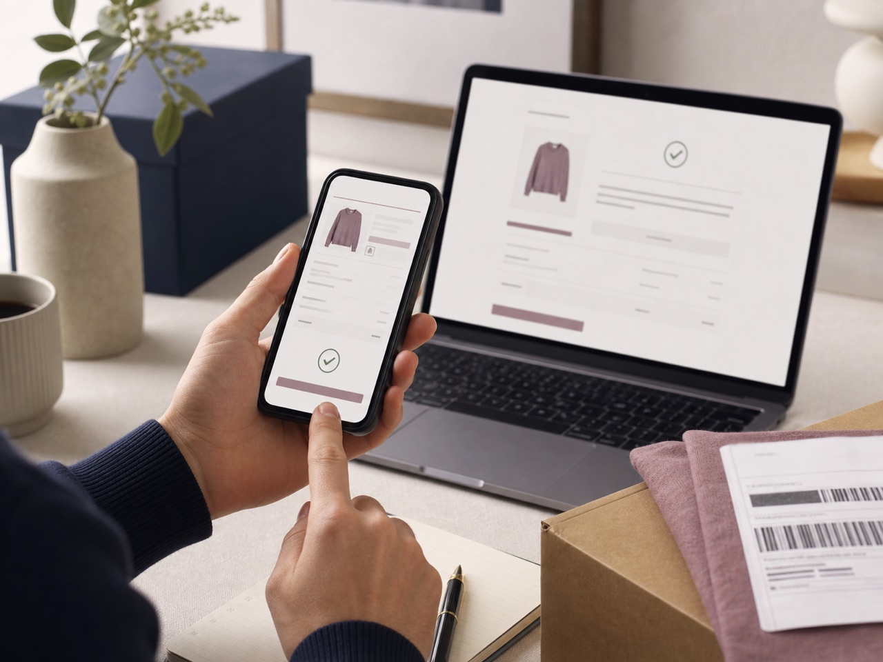 Mobile Shopify order path being confirmed beside a recent order