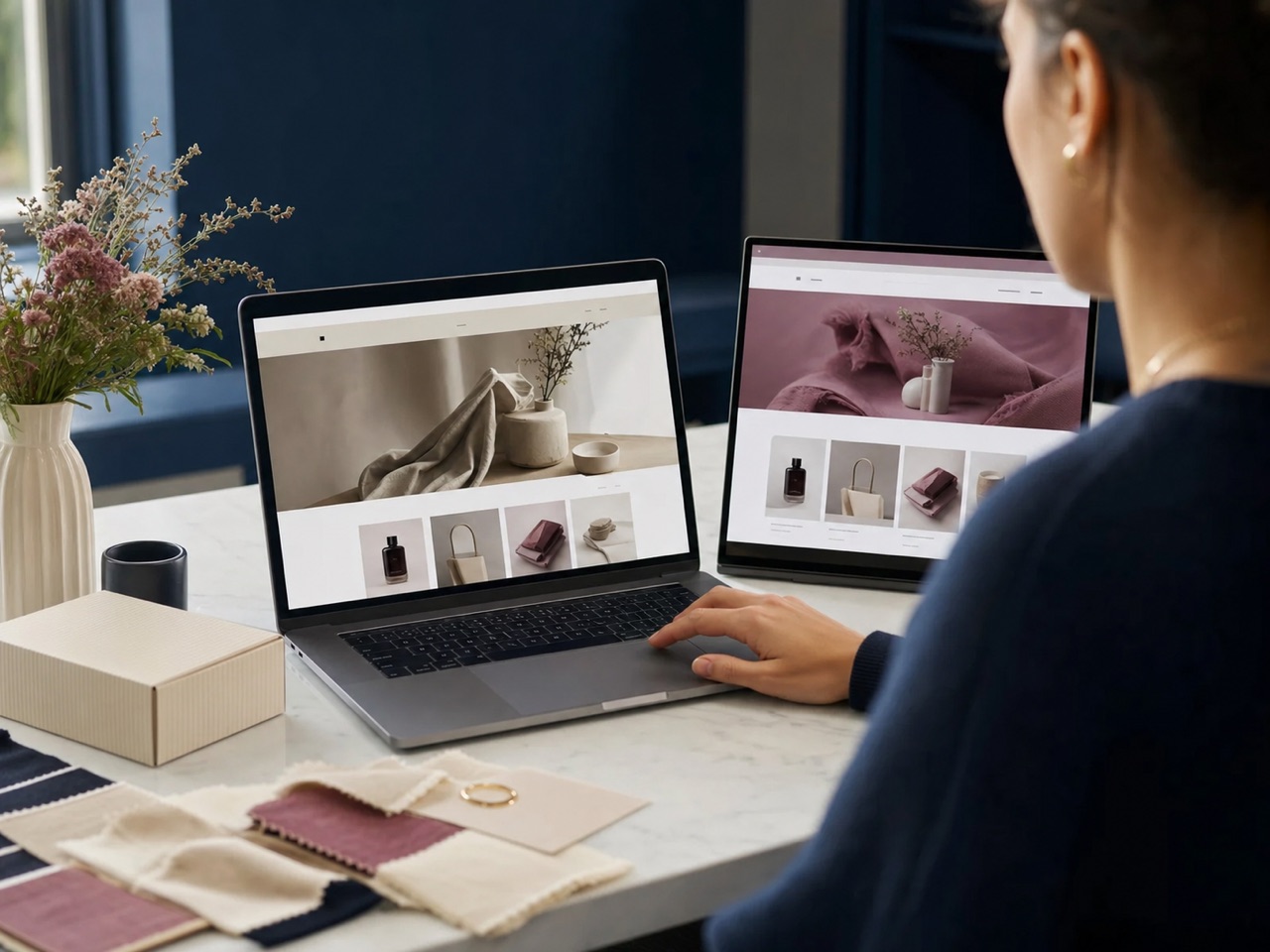 Operator comparing a live ecommerce store with a safe theme preview
